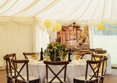 marquee table and chairs