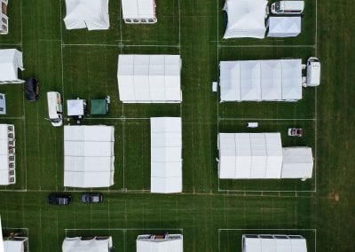 various size marquees filmed form above with drone